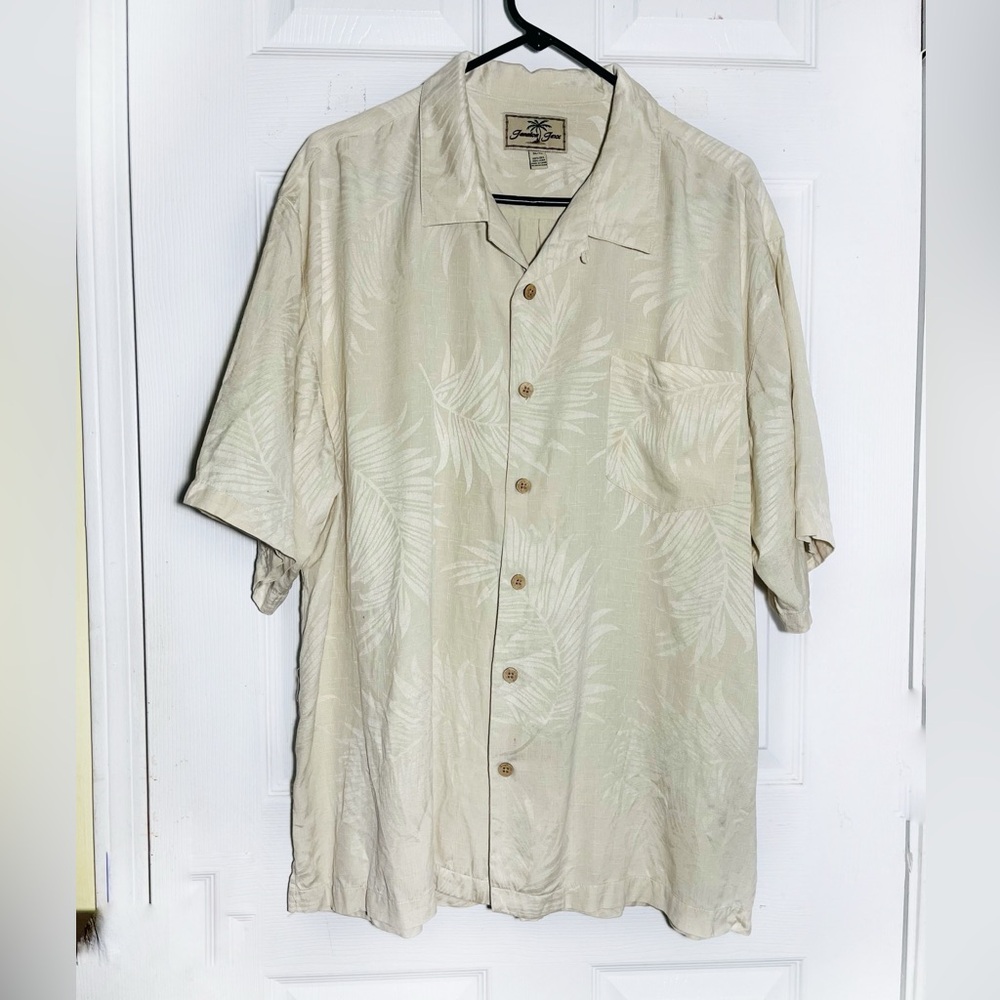 Jamaica Jazz Silk Hawaiian Short Sleeve Button Down‎ Shirt Sz XL